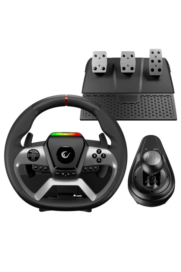 Rampage V987 Force Feedback 3 Pedal-Hand Shift Pc Compatible Gamer Steering Wheel Steering Wheel Set